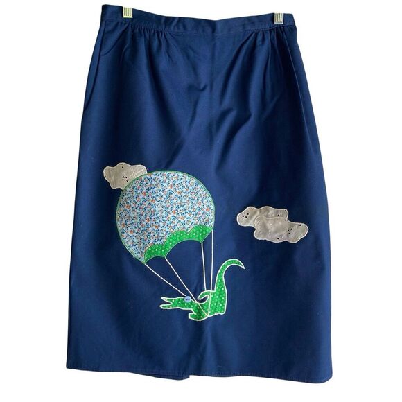 Vintage Haphazard Designs Palm Beach Skirt Waist 29  Blue Alligator Parachute - Picture 1 of 6